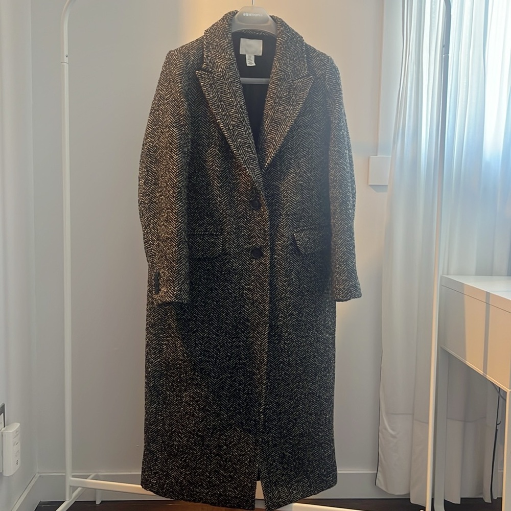 H&M Herringbone Wool Coat XS